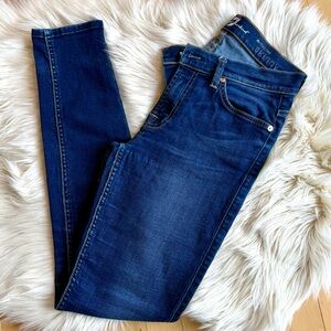 7 For All Mankind Indigo Mid Rise Skinny Jeans
